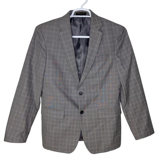 Banana Republic Other - Banana Republic Men's 40R Blazer 2 Button Gray Slim Fit Plaid Cotton Blend EUC